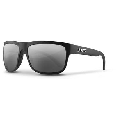 LIFT Safety Banshee Safety Glasses | ANSI Z87.1 Polycarbonate Lens | TR-90 Frame | Rubber Nose Pads | 99.9% UV Protection - color: Black/Mirror