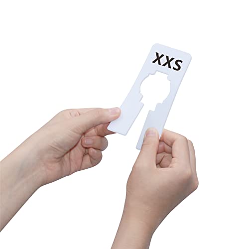 40 Pack Rectangular White Plastic Clothing Size Closet Rack Dividers Hangers, Preprinted in 8 Sizes XXS, XS, S, M, L, XL, XXL, XXXL (2.5”x 5”, Inner Diameter 1.38”) - color: White/Printed, size: 40 Pcs