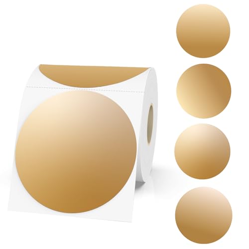 3 Inch Brown Round Thermal Sticker Labels, Multi-Purpose Thermal Labels for DIY Logo Design, QR Code, Name Tags (410 Labels, 1 Roll) - color: Brown, size: 3 inch