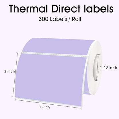 STARLIBOO 3x2 inch Direct Thermal Label Stickers for Barcode, Address, Compatible with Rollo Label Printer & Zebra Desktop Printers (Purple) - color: Purple, size: 2*3 inch/1 roll