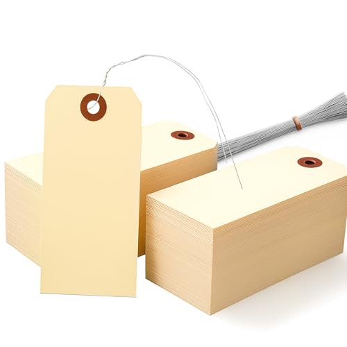 Brown Shipping Tags with Wire, 500 Pcs, 4.72x2.36 Inches