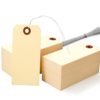Brown Shipping Tags with Wire, 500 Pcs, 4.72x2.36 Inches