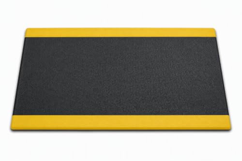 Guardian 24020301BY Soft Step Anti-Fatigue Floor Mat, Vinyl, 2'x3', Black with Yellow Stripe - color: Black and Yellow, size: 36"L x 24"W x 0.4"Th