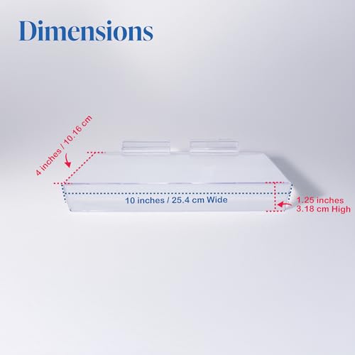 Slatwall Flat Clear Acrylic Shoe Shelf w/ 1.25" H x 10" L Sign Holding Slot, 4" D x 10" L, 50 Pack - size: 50 Pack