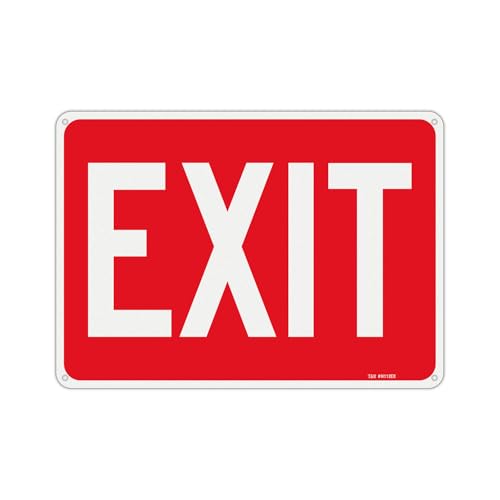 T&R Large Exit Sign - 14 x 10 Inches Rust Free .040 Aluminum Reflective - UV Protected, Waterproof and Fade Resistant - 4 Pre-drilled Holes - color: Red -14" x 10" - 1 Pack