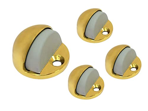 QCAA Solid Brass Low Dome Floor Door Stop, 1/4"-3/4" Clearance from Floor Buttom, Polished Brass, 4 Pack, Made in Taiwan - color: Polished Brass, size: 4 Pack