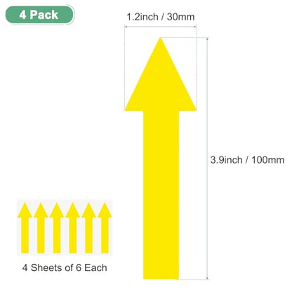 M METERXITY 4-Pack Arrow Sticker, 4 x 1 Inch/ 100 x 30 mm PVC Waterproof Self-Adhesive Directional Arrows Removable Directional Floor Decal Stickers for Wall Marking/Road Sign [Yellow] - color: Yellow