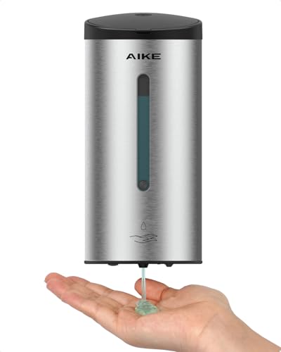AIKE Automatic Liquid Soap Dispenser,25oz Capacity for Bathroom,Brushed - color: Brushed Stainless Steel