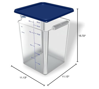 Carlisle FoodService Products Squares Square Food Storage Container with Stackable Design for Catering, Buffets, Restaurants, Polycarbonate (Pc), 22 Quarts, Clear