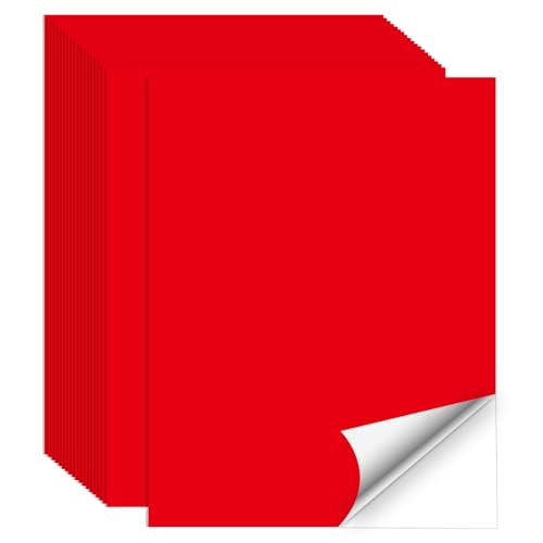 Printable Sticker Paper, 20 Sheets Red Printable Sticker Paper, Laser/Inkjet Printing- Matte Red, Letter Size (8.5" x 11") - color: Red, size: 8.5" x 11"