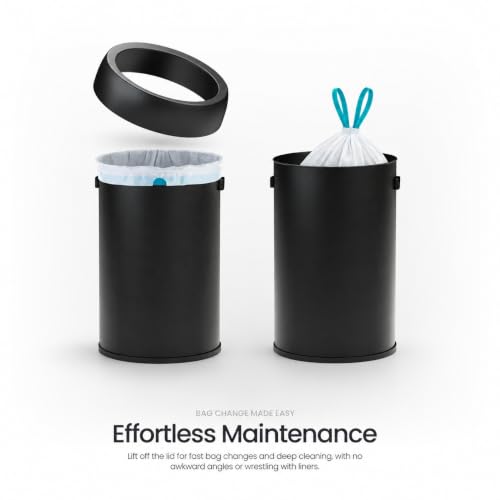 Home Zone Living 16 Gallon Commercial Trash Can with Removable Open Top Lid - color: Matte Black, size: Round