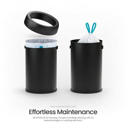 Home Zone Living 16 Gallon Commercial Trash Can with Removable Open Top Lid - color: Matte Black, size: Round