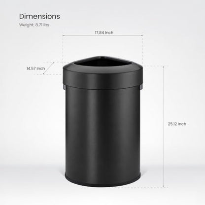 Home Zone Living 16 Gallon Commercial Trash Can with Removable Open Top Lid - color: Matte Black, size: Triangular