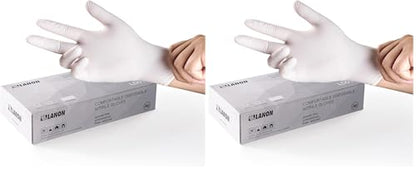 LANON Food Safe White Disposable Nitrile Gloves, Latex-Free, Powder-Free, Textured Fingertips, Cooking, Cleaning, Medium (Pack of 2) - size: Medium (Pack of 200)
