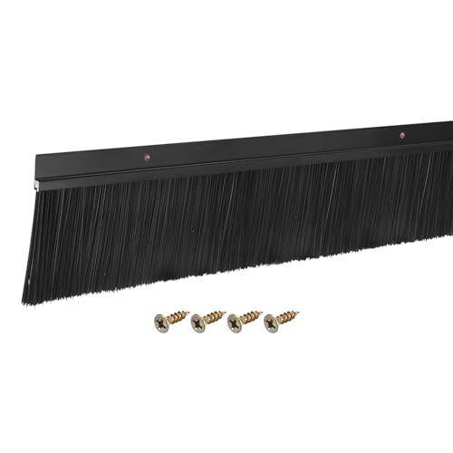 uxcell Door Brush Bottom Sweep H-Shape Aluminum Alloy Base with 3.1-inch PP Brush for Home, Industrial (35-inch L, Black) - color: Black, size: 35-inch x 3.1-inch