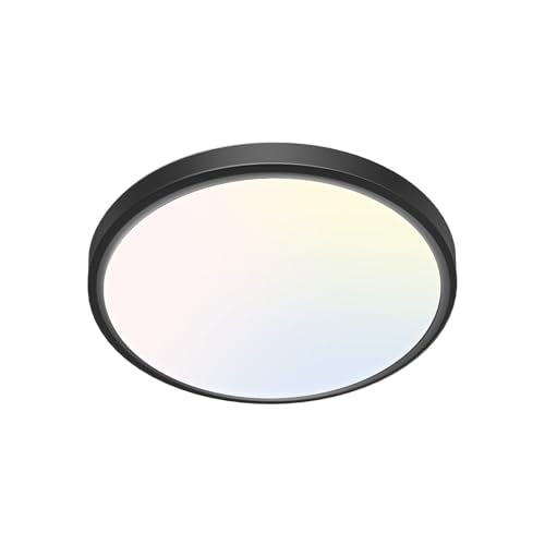 libtit 7 inch Flush Mount LED Ceiling Light Fixture, 3000K-6500K Adjustable, 15W 1500lm Black Satin Round Ceiling Lamp for Bathroom Hallway Kitchen Bedroom, 1 Pack - color: Black, size: 7in-1Pack