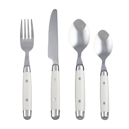 Cambridge Flatware Jubilee White Silverware Set for 4, White (16-Piece) - color: White