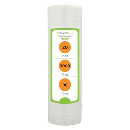PSBM 98 Rolls 20 Inch x 3000 Feet Pallet Netting Vented Stretch Film/Wrap, Industrial Strength Clear Shrink Plastic Wrap for Moving, Packing, Shipping of Frozen Food and Plants - size: 20 Inch x 3000 Feet, style: 98 Rolls
