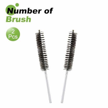 HARFINGTON 2pcs Wire Bore Brush 8 x 7/8" 1/4 Inch Shank Stainless Steel Bristles Cleaning Brush for Clean Car Part Tube Kitchen Garage - size: 8 x 7/8"