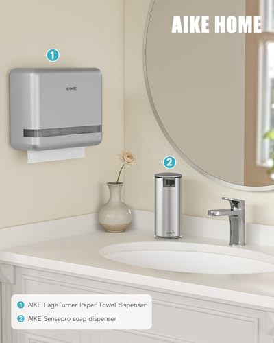 AIKE 200 Sheets Wall Mount Paper Towel Dispenser,Fit Multifold Paper,Silver - color: Silver