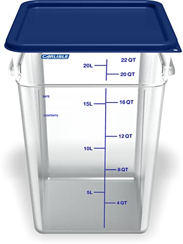 Carlisle FoodService Products Squares Square Food Storage Container with Stackable Design for Catering, Buffets, Restaurants, Polycarbonate (Pc), 22 Quarts, Clear
