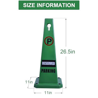 OrangeStar 4-Pack 26.5" Reserved Parking Cones with Heavy Rubber Base - color: Green, size: 26.5 Inches