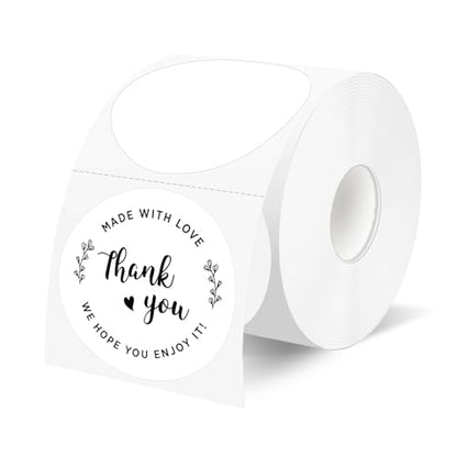 500 Labels/Roll 2" White Round Thermal Labels, Waterproof Circle Blank Thermal Sticker Compatible with Direct Thermal Label Printers for DIY Logo Designs, Thank You, Small Business - color: Standard White, size: 2 Inch