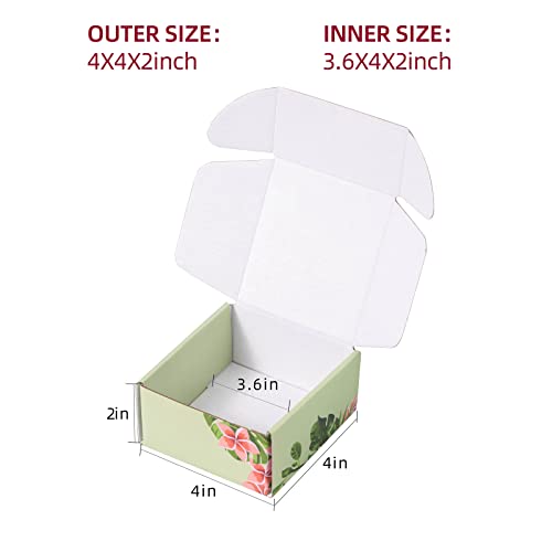 Hawaiian Flower Shipping Boxes Pack of 25-4x4x2 inches Hawaiian Floral Gift Boxes Small Cardboard Corrugated Mailer Shipping Boxes for Small Business Packaging Shipping Mailing - color: Hawaiian Flower, size: 4x4x2in