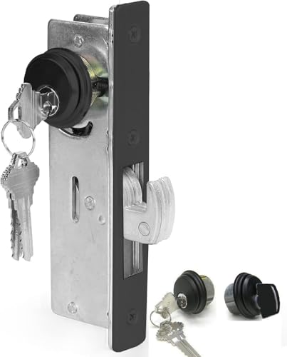 Storefront Door Mortise Lock，Swing Deadbolt & Cylinder Combo, Commercial Mortise Lock,for Aluminum/Zinc Alloy Storefront Entry Doors,1-1/8" Backset,Black