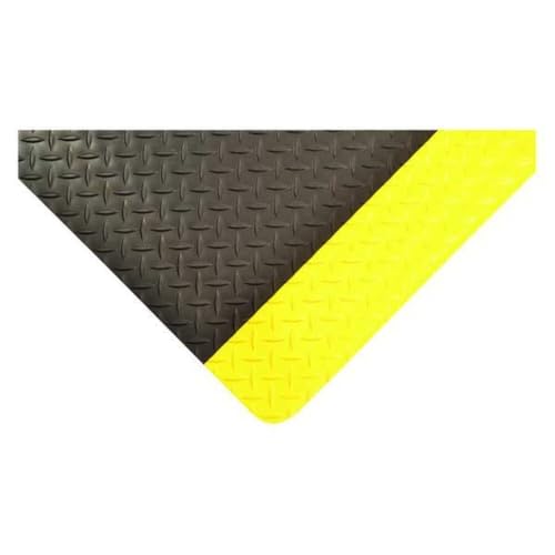 Antifatigue Mat, 20 ft. L x 3 ft. W, 1" Thickness, Vinyl, Diamond Plate, Black/Yellow - 1 Each