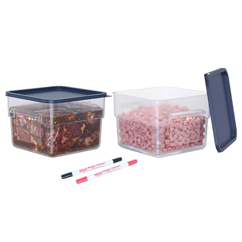 2 Pack 12 QT Commercial Food Storage Containers with Lids, BPA-Free Translucent Square Containers with Handles for Flour, Dough Rising, Rice and Bulk Ingredients - size: 2 X 12.0(QT)