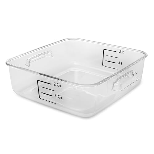 Rubbermaid Commercial Products, Space Saving Square Food Storage Container, 2 Quart, Clear, for Kitchen/Sous Vide/Meal Prep - size: 2 Qt., style: Container