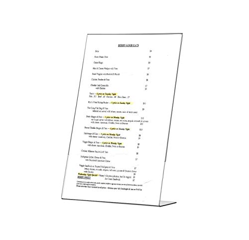 Marketing Holders 2 Pack Sign Holder 8.5" x 14" Countertop Clear Acrylic Side Loading Table Tent Display Stand for Printed Legal Size Paper Photo Display at Medical Office or Restaurants - size: 8.5"w x 14"h