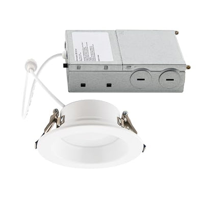 Builder Essential 2.5in Cutout 550 Lumens Round LED Recessed Light and Housing for Remodel or New Construction with Regressed Trim 3-P Mode 4W-6W-8W, 5-CCT 2700-3000-3500-4000-5000K in White - size: 3in Size, 550 Lumens