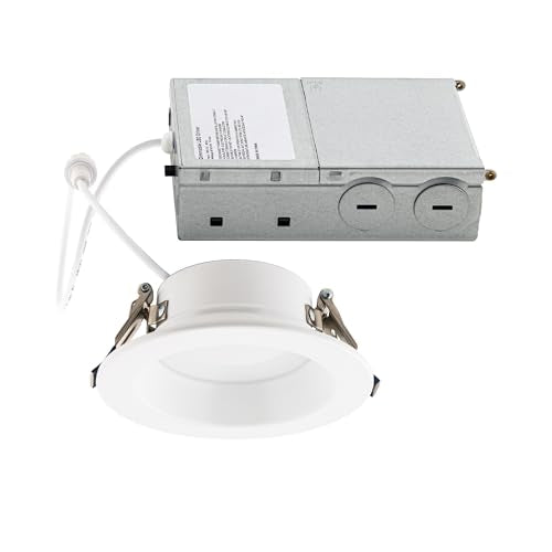 Builder Essential 2.5in Cutout 550 Lumens Round LED Recessed Light and Housing for Remodel or New Construction with Regressed Trim 3-P Mode 4W-6W-8W, 5-CCT 2700-3000-3500-4000-5000K in White - size: 3in Size, 550 Lumens