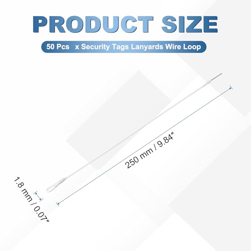 Security Tags Lanyards Wire Loop Anti-Theft Magnetic Buckle Tag - color: White, size: 10"