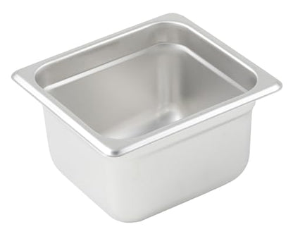 Winco 4" 1/6 Size Deep Stainless Steel Steam Pan/Table Pan, Anti-Jam - size: 4" Deep