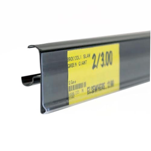 Price Tag Holder and Molding for Double Wire Cooler/Freezer Shelves | 28" Long | 1.25" High | 50 Pack | Black - color: Black