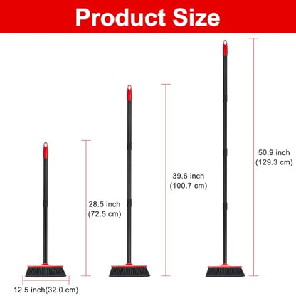 KeFanta 3 Pcs Indoor/Outdoor Brooms, House Broom with 51" Long Handle - color: 3 Pcs Red Broom