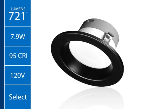 DLR4(v6) 4-inch Black Selectable Recessed LED Downlight (DLR4607120SBK) - color: Black, style: 1-Pack
