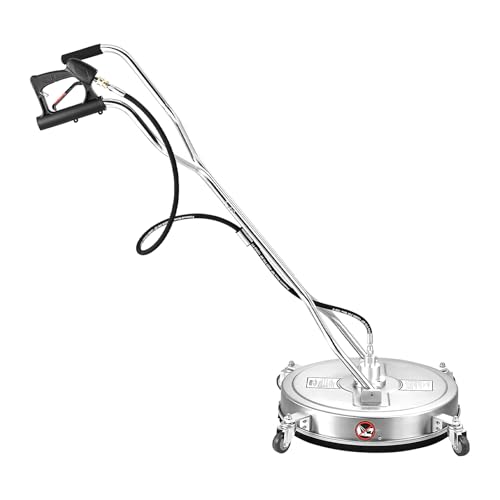 VEVOR 22" Pressure Washer Surface Cleaner, Stainless Steel Pressure Washer Attachments with 4 Wheels, 4500 Max PSI, 3/8 Quick Connector, 2 Spray Nozzles, Dual Handle, for Concrete, Patio, Sidewalk - size: 22 Inch w/ Handle & Wheels