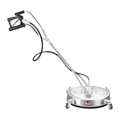 VEVOR 22" Pressure Washer Surface Cleaner, Stainless Steel Pressure Washer Attachments with 4 Wheels, 4500 Max PSI, 3/8 Quick Connector, 2 Spray Nozzles, Dual Handle, for Concrete, Patio, Sidewalk - size: 22 Inch w/ Handle & Wheels