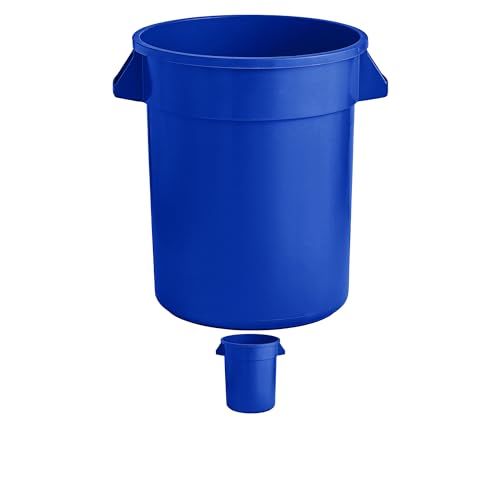 32 Gallon Round Trash bin Garbage can Outdoor Yard Trash can Trash Barrels Garbage Drum Heavy Duty Trash can Industrial Trash can Kitchen Trash bin (2, Blue) - color: Blue