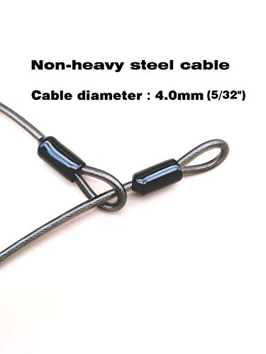 4mm Thick（5/32"） 7FT,15FT,30FT Braided Steel Coated Security Thin Cable Anti-Lost Steel Cable Luggage Lock Safety Cable Wire Double Loop (15FT) - size: 15FT