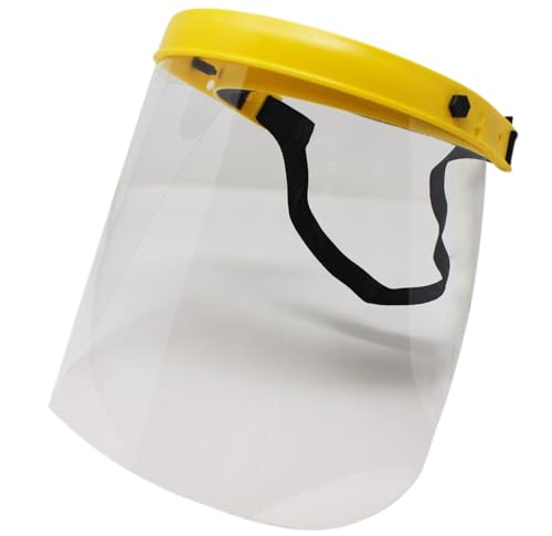 TITUS Safety Face Shield Spray Guard Visor Mask Sanding Grinding Polishing Adjustable ANSI PPE fit over Glasses Protection (2 PACK Yellow Face Shield) - style: 2 Pack Yellow Face Shield