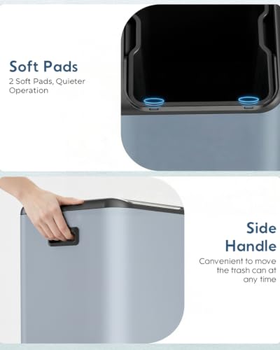 Arlopu 16Gal Dual Trash Can w/2 Built-in Box for Odor Control - color: Haze Blue