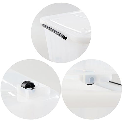 4-Pack 50L Clear Plastic Storage Bins with Wheels - size: 50 L