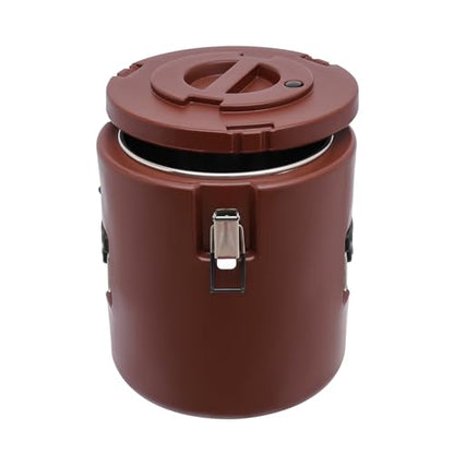 Insulated Food Carrier, 15L/13.62 QT Capacity Catering Hot Box with Stainless Steel Barrel, Food Warmers for Hot or Cold Food Storage Restaurant Canteen Home Party Lunch (brown) - color: 15L-Brown