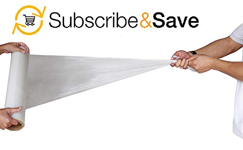 APQ 4 Rolls of Blown Hand Stretch Film 15" x 1500'. Clear Hand Stretch Wrap, 80 Gauge. Tear Resistant Residue Free Film for Moving, Shipping, Wrapping. Industrial Grade Pallet Shrink Wrap Film. - size: 15" x 1500'