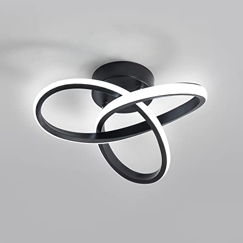 DELIPOP Ceiling Light Fixture, 22W 6500K Semi Flush Mount Hallway Light Fixtures Ceiling Lamps, Acrylic Modern LED Ceiling Light for Corridor Bedroom Kitchen Bathroom Balcony Living Room - color: Black-6500K